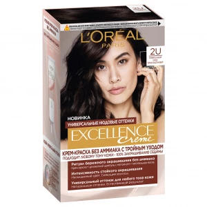 L'Oreal Paris - Excellence Универсальные нюдовые оттенки Краска для волос, тон 2U очень темно-каштановый