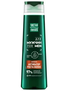 Чистая линия - For Men Шампунь для мужчин Активатор роста волос Перечная мята и кофеин 400мл
