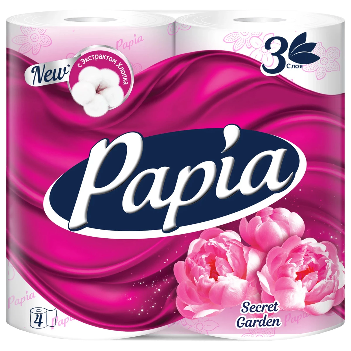Papia - Туалетная бумага Таинственный сад 3 слоя 4 рулона