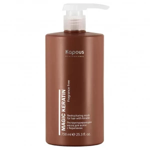 Kapous - Professional Реструктурирующая Маска для волос с кератином Fragrance Free Magic Keratin 750мл