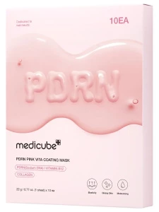 Medicube - Набор Тканевая маска для сияния кожи Увлажняющая с PDRN Pink Vita Coating Mask 10шт*22г