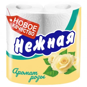 Нежная - Туалетная бумага двухслойная Аромат розы 4шт