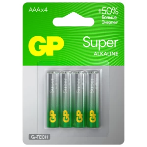 GP Batteries - Батарейки алкалиновые Super Alkaline G-Tech LR03 ААА 4шт блистер