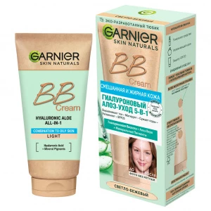 Garnier - BB Крем Гиалуроновый Алоэ-уход 5в1 для смешанной и жирной кожи SPF25 светло-бежевый 50мл