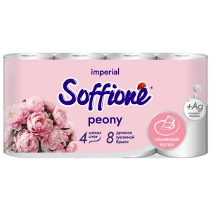 Soffione - Туалетная бумага 4-хслойная Imperial Peony 8 рулонов