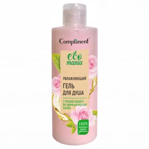 Compliment - Ecomania Гель для душа Увлажняющий с розовой водой и BIO эфирным маслом пачули 400мл