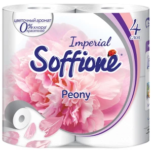 Soffione - Туалетная бумага 4-хслойная Imperial Peony 4 рулона
