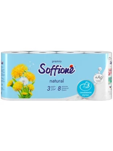 Soffione - Premio Туалетная бумага Natural 3 слоя 8 рулонов 