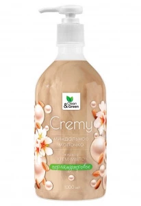 Clean&Green - Cremy Крем-мыло жидкое перламутровое Миндальное молочко 1л дозатор